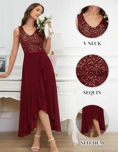 Mujer luciendo el vestido de noche elegante en un evento