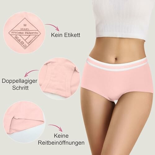 Ropa interior rosa para mujer con cintura elástica.