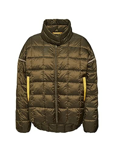 Chaqueta acolchada verde con cremallera.