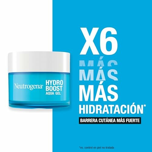 Envase de Neutrogena Hydro Boost Aqua Gel con mensaje promocional.