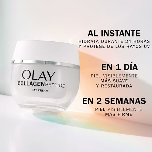 Crema facial Olay Collagen Peptide con beneficios instantáneos y a largo plazo.