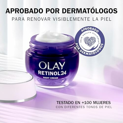 Crema de noche Olay Retinol24 aprobada por dermatólogos.