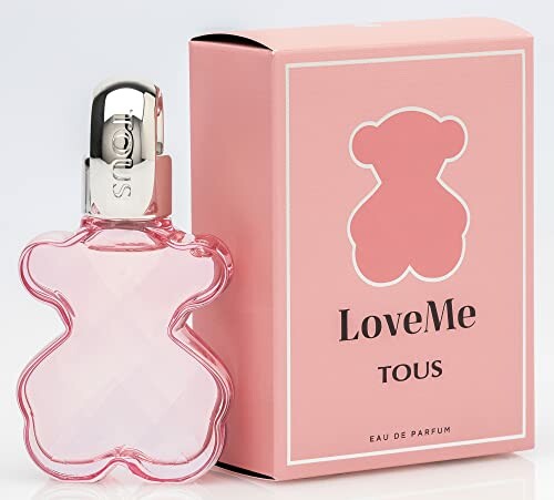 Botella de perfume Tous LoveMe con caja rosa.