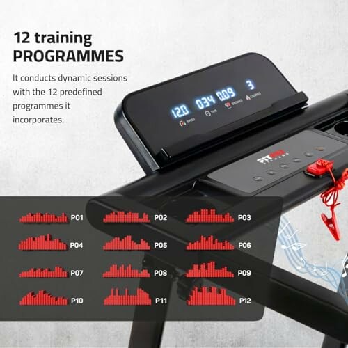 Pantalla de cinta de correr con 12 programas de entrenamiento.