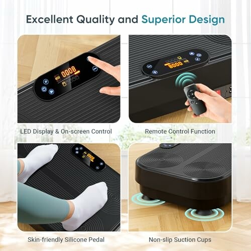 Plataforma vibratoria con control remoto y pantalla LED.