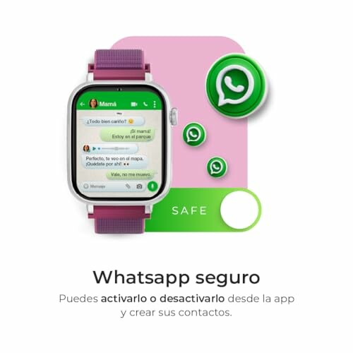 Reloj inteligente con pantalla de chat de WhatsApp