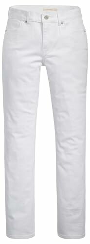 Pantalones vaqueros blancos vistos de frente.