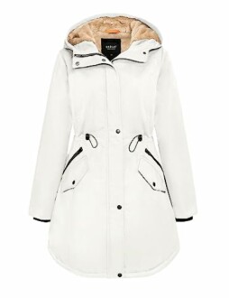 Abrigo blanco de mujer con capucha